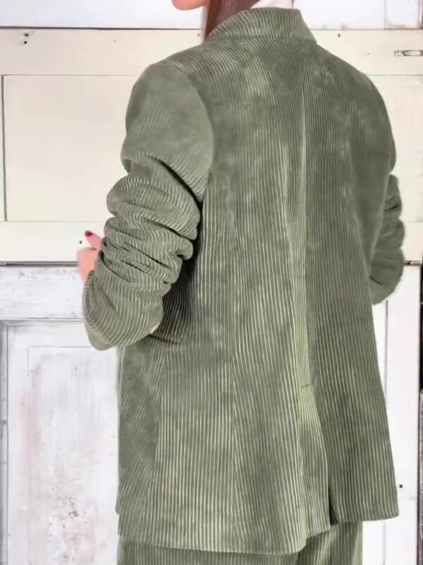 Casual Commuting Corduroy Blazer & Pants Set - Image 3