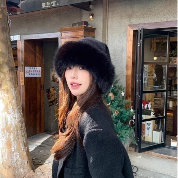 Mink-like Hat Female All-match Plush Bucket Hat Warm Ear Protection - Image 4