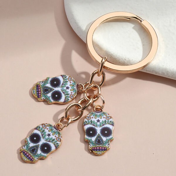 Hot Selling Dripping Oil Alloy Colorful Owl Ladybug Dark Flower Ghost Face Keychain Bag Ornaments - Image 4