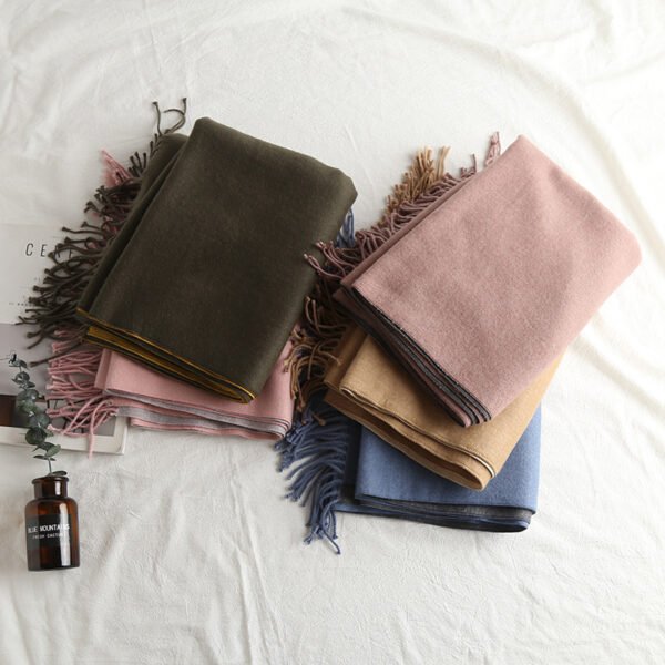 Cashmere-like Solid Color Scarf Double-sided Two-tone - Image 2