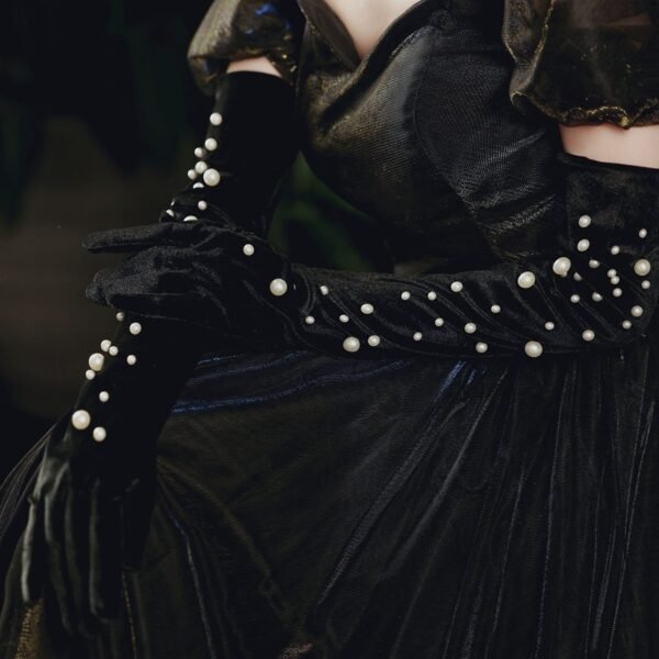 Black Satin Fabric Gloves Long Bag Finger Evening Dress Banquet Photography Jewelry Hepburn Style - Image 8