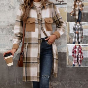 Plaid Brushed Winter Coat