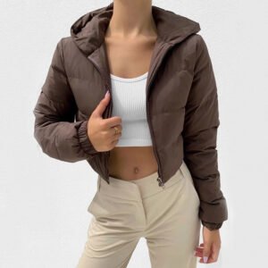 Fashion Zipper Hooded Short Coat
