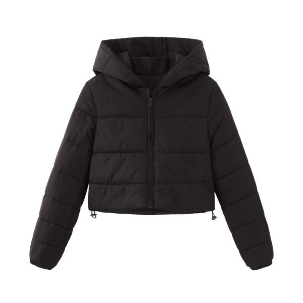 Fashion Zipper Hooded Short Coat - Image 4
