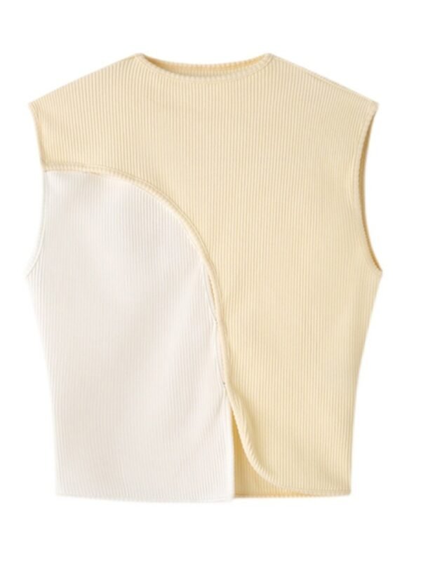 Matching Elegant Slim-fit Short Thread Cotton Sleeveless T-shirt - Image 5