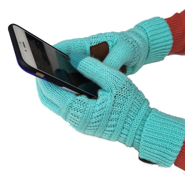 European And American Wool Knitted Turn-over Labeling Touch Screen Gloves - Image 3