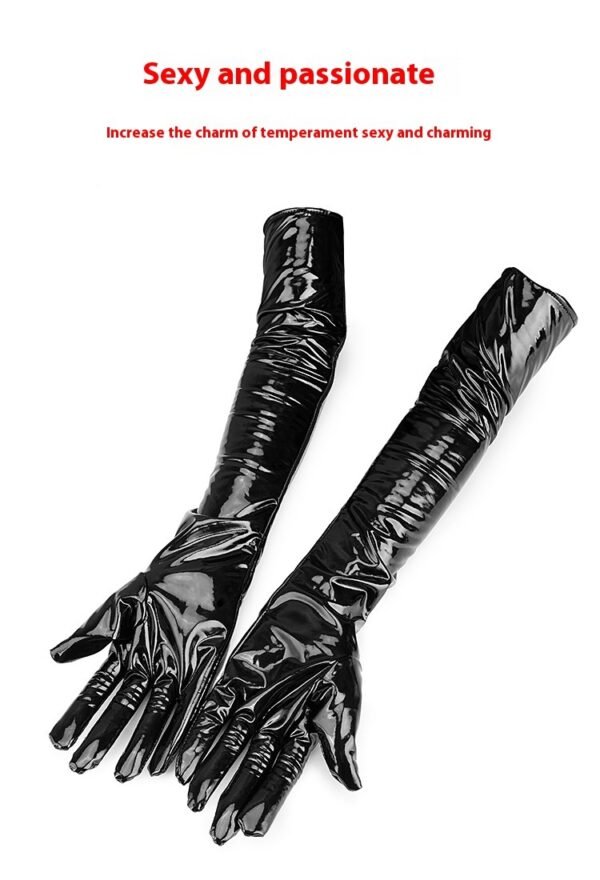 Sexy Gloves Black Leather Bar Performance Pole Dance Auxiliary Tools Dark High Elasticity Sleeve Cover - Image 9
