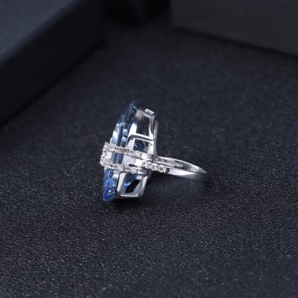 Sterling Silver Inlaid Special-shaped Natural Color Treasure Ring - Image 2
