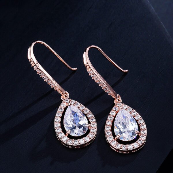 Micro-inlaid AAA Zircon Personality Drop-shaped Ear Hooks - Image 3