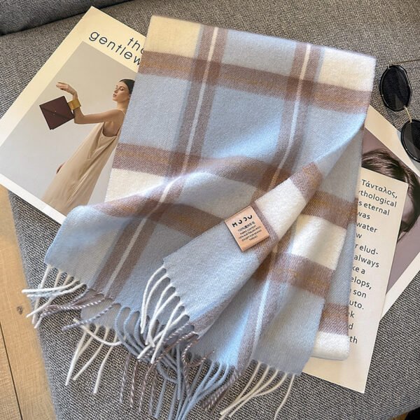 Pure Wool Plaid Scarf British Classic - Image 8