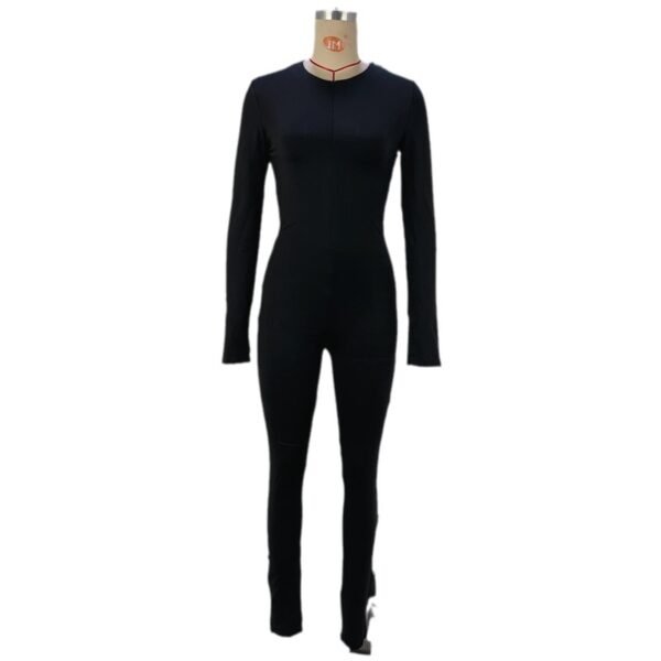 Zipper High Waist Hip Lift Slim-fit Long-sleeved Jumpsuit - Image 5
