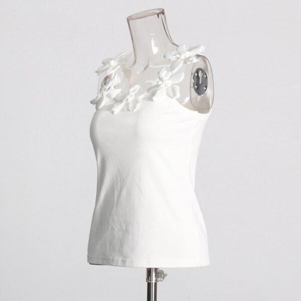 Casual Outdoor Women's Elegant Stitching Three-dimensional Flower Design Sling Top - Image 2