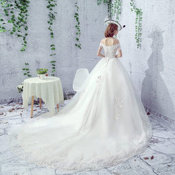 Wedding Dress Bride One-shoulder Trailing French Veil Hepburn Female - Image 3