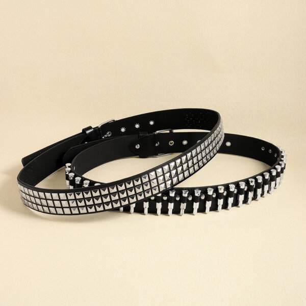Rivet Belt Rock Trend Punk Bullet Black Belt Men And Women Personality Fashion Hip-hop Accessories - Image 2