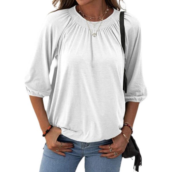 Women's Autumn Hot Selling Temperament Pullover Round Neck Loose Three-quarter-length-sleeved T-shirt - Image 9