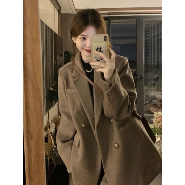 Retro Small Loose Thick Woolen Coat - Image 2