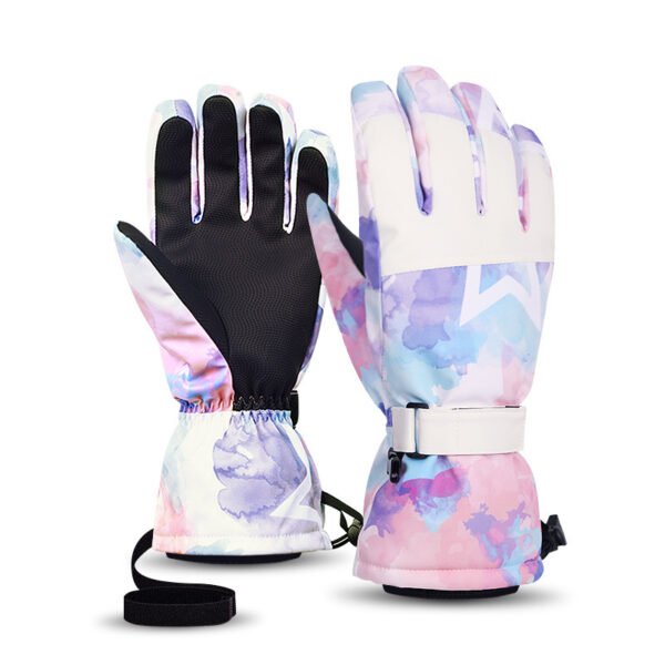 Ski Gloves Men And Women Winter White Warm Cycling Sports Touch Screen Five Fingers - Image 4