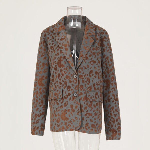 Leopard Print Casual High-end Temperament Suit Wide Leg Pants Two-piece Suit - Image 7