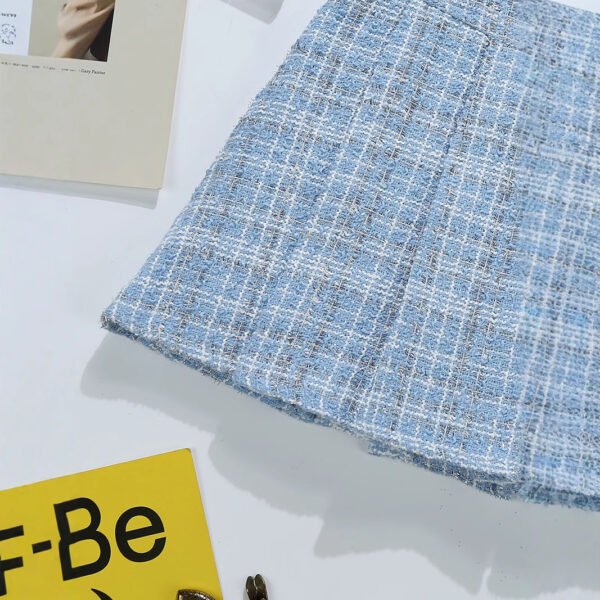 Tweed Bright Silk Plaid Skirt Women's High Sense A- Line - Image 4