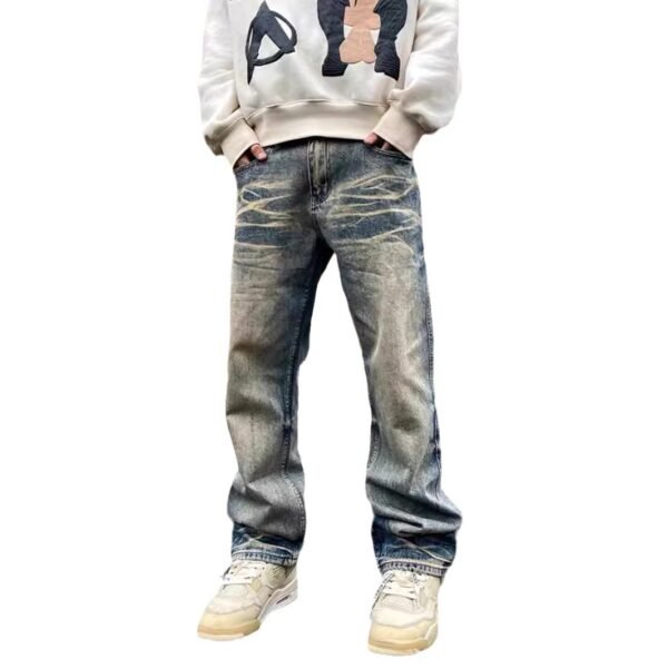 American-style Loose Straight Leisure Washed-out Do The Old Cowboy Trousers For Men - Image 5