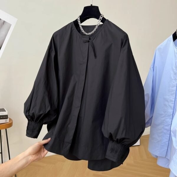 Tassel Pleated Sleeve Shirt Women's Loose Top - Image 8