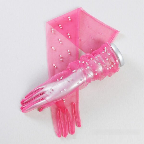 Summer Thin Bridal Pearl Mesh Gloves - Image 9