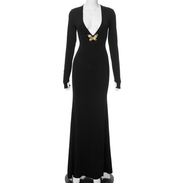 Deep V High Waist Fishtail Dress Elegant Gown - Image 5