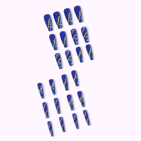 Blue Flame Marbling Fake Nail Patch - Image 3