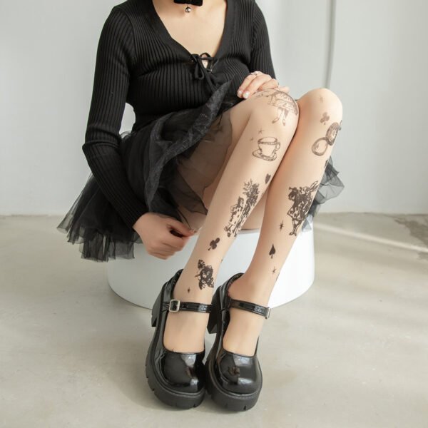 Spring And Summer Commuter Alice Lolita Tattoo Stockings - Image 3