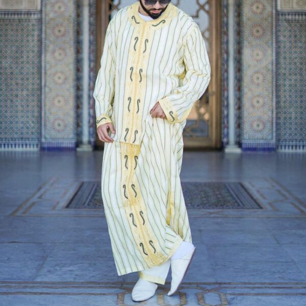 Men's Casual Straight Type Long Striped Shirts - Image 5