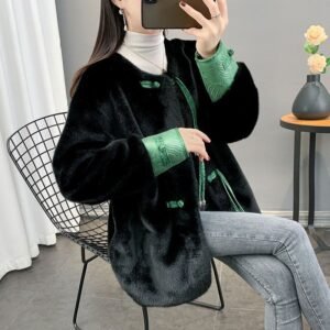 Mink-like Wool Leather Fur Coat