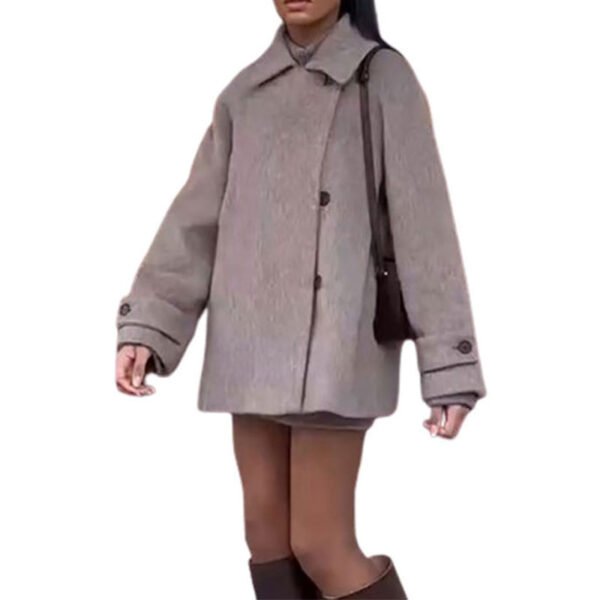 Short Lapels Woolen Jacket Coat - Image 5