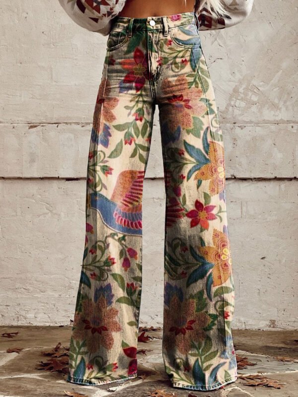 Plus Size Women's Casual Thin Wide Leg Imitation Jeans - Image 5