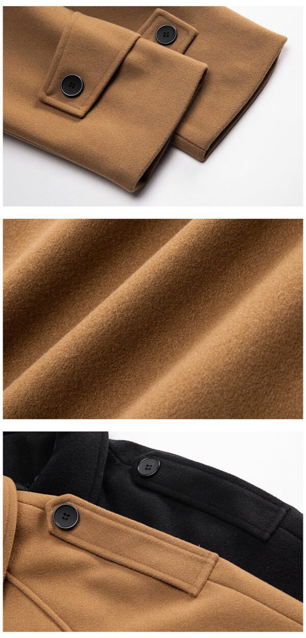 Men's Solid Color Mid-length Woolen Coat - Image 5