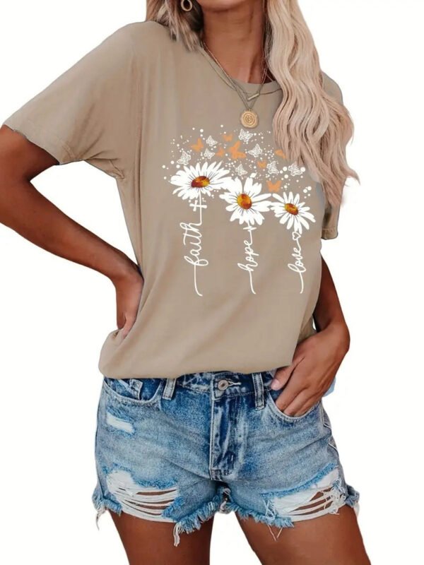 Multicolor Printing Round Neck Short Sleeve T-shirt - Image 10