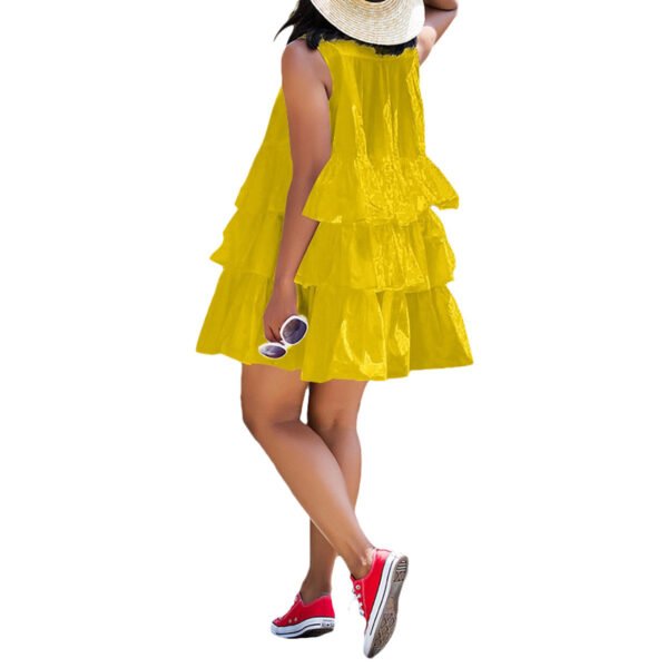 Fashion Casual Sleeveless Stitching Multi-layer Dress - Image 5