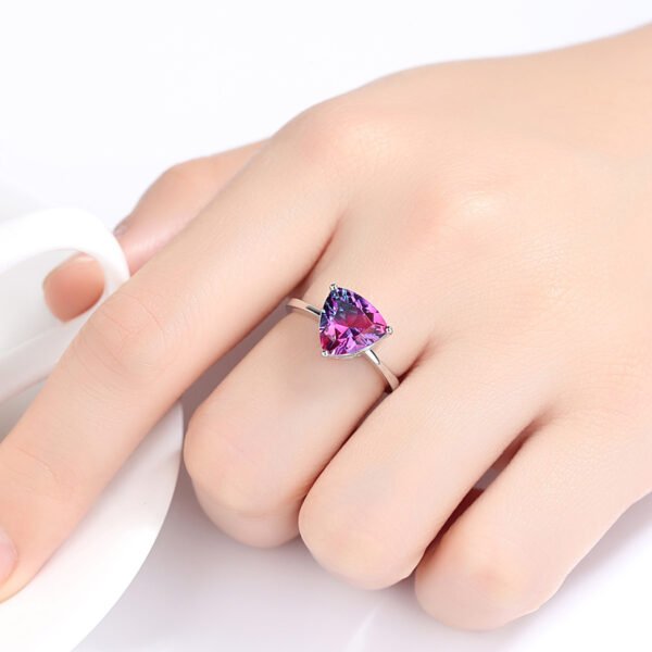 S925 Sterling Silver Ring Rainbow Stone Jewelry Ring - Image 4