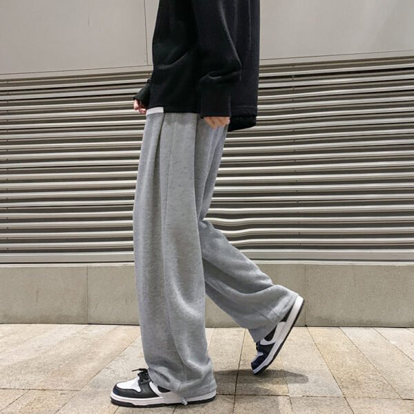 Straight Wide Leg Men's Knitted Track Sweatpants - Image 6