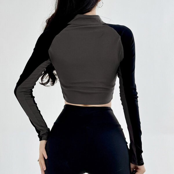 Long Sleeve Maillard Zipper Sweater Top - Image 4
