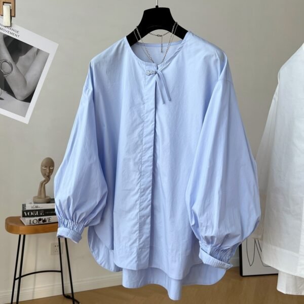 Tassel Pleated Sleeve Shirt Women's Loose Top - Image 7