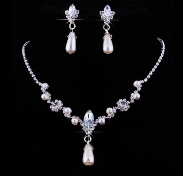 Europe And The United States Personality Dropspearl Necklace, Earrings Set Wholesale Bridal Necklace 8633 - Image 3