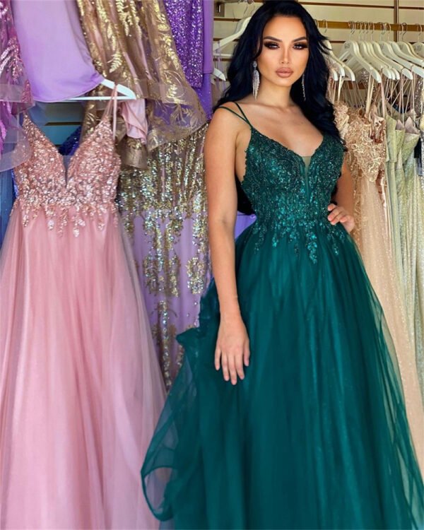 Dark Green Banquet Host Evening Dress - Image 10