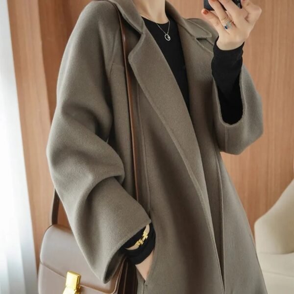 Double-sided Wool Overcoat Women's Long Below The Knee Loose Plus Size - Image 2