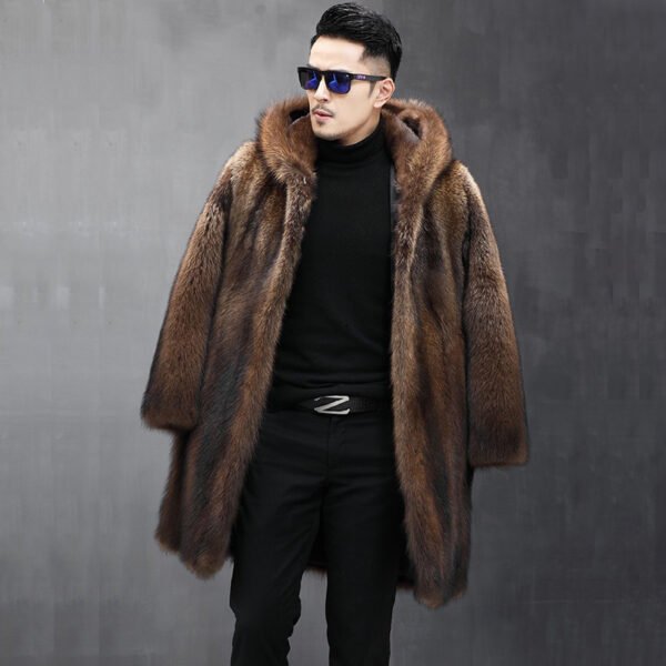 Men's Long Warm Mink Fur Coat - Image 4
