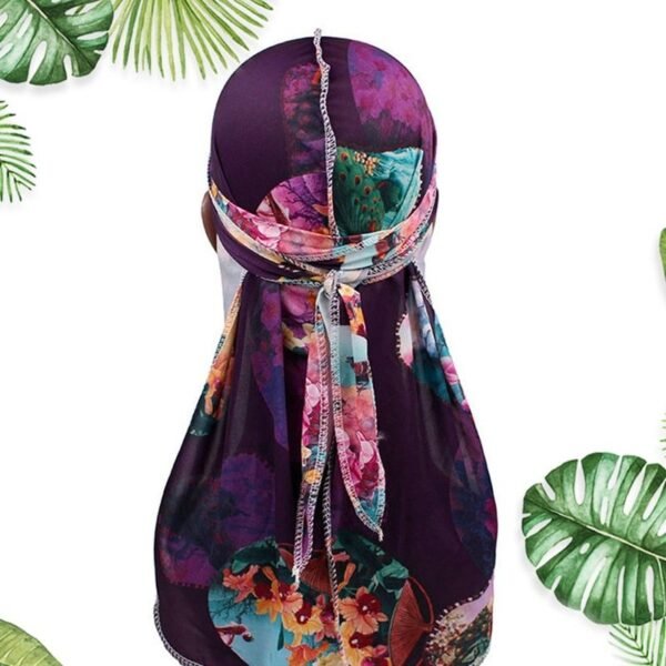 High elastic print long tail pirate hat