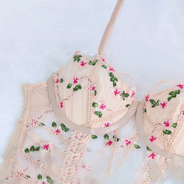 Fancy Lingerie Woman  Floral Embroidery Set Und - Image 2