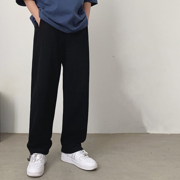 Straight Wide Leg Men's Knitted Track Sweatpants - Image 3
