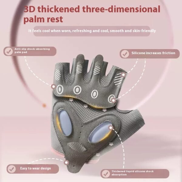 Women's Half Finger Training Thickened Liquid Silicone Fitness Gloves - Image 2