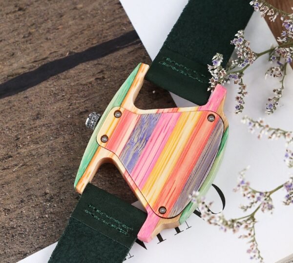 New wooden quartz watch Fashion color digital digital character triangle dial - Image 10