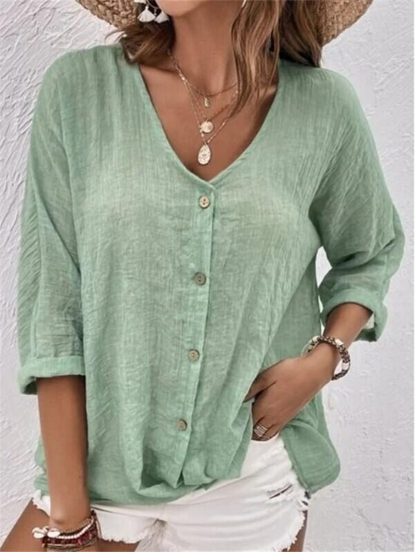 Cross-border New Arrival Women's V-neck Buttons Chiffon Cardigan Long Sleeve - Image 8
